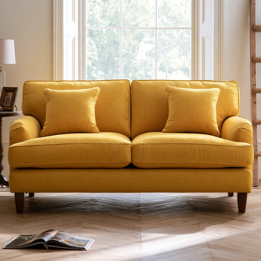 Divano contemporaneo rivestito in tessuto, colore giallo