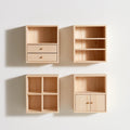 Set di scaffali modulari in miniatura in legno, colore legno naturale