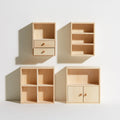 Set di scaffali modulari in miniatura in legno, colore legno naturale