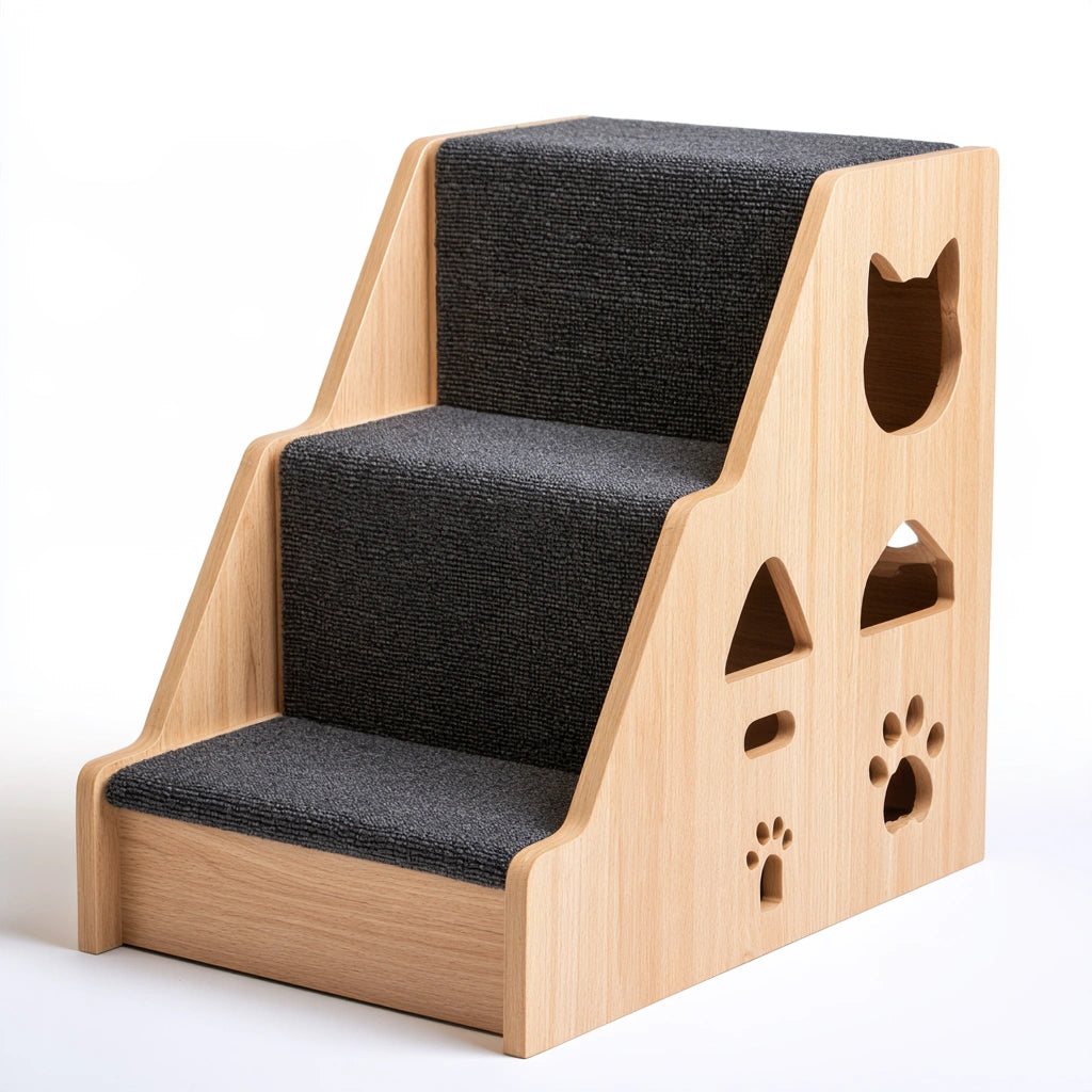 Scaletta per animali in legno, colore legno naturale