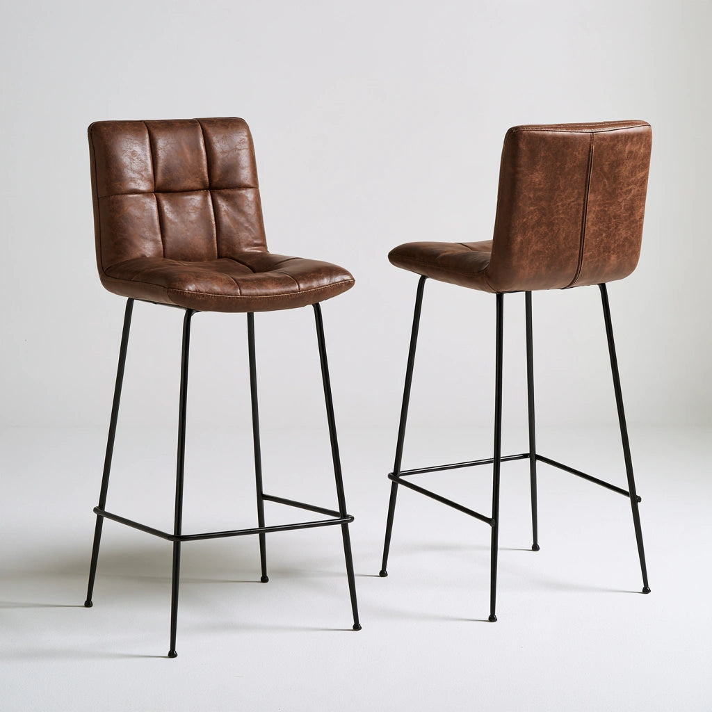 Sgabello da bar in similpelle, colore marrone